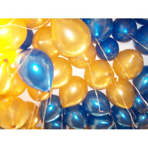 25 Adet Metalik Koyu Mavi-Altın Rengi Karışık Balon Helyumla Uçan - Parti Dolabı