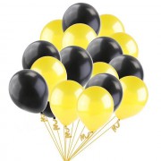 25 Adet Metalik (Civciv Sarısı-Siyah) Karışık Balon Helyumla Uçan