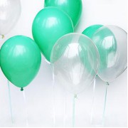 25 Adet  Sedefli Şeffaf-Mint Yeşili (Turkuaz) Karışık Balon Helyumla Uçan