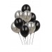 25 Adet Metalik Sedefli (Siyah-Gümüş Gri) Karışık Balon Helyumla Uçan
