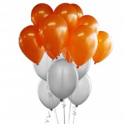 25 Adet Metalik Sedefli Turuncu-Gümüş Helyumlu Uçan Balon 12İNÇ