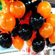25 Adet Metalik Sedefli (Turuncu-Siyah) Karışık Balon Helyumla Uçan