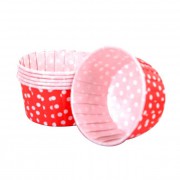 25 li Beyaz Puantiyeli Kırmızı Muffin Kapsülü, Benekli Kek Kalıbı