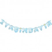 2m Mavi Erkek 1 Yaş Doğum Günü Süsü, 1 Yaşındayım Banner, Bayrak