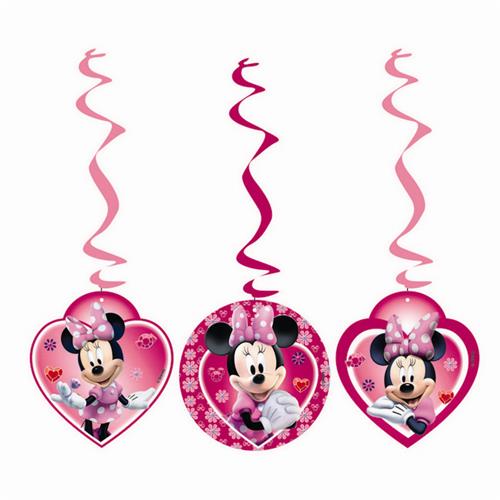 3 Adet Minnie Mouse Yaylı  Set  Asma İp Süs Kız Doğum Günü Parti Malzemesi - Parti Dolabı