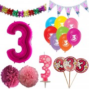 3 Yaş Kız Doğum Günü Süsleri Paketi