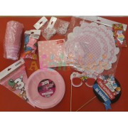 3 Yaş Pembe Kız Doğum Günü Parti Malzemeleri Süs Seti ve Balonu