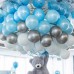30 Ad Metalik Parlak Açık Mavi Beyaz Gümüş Gri Karışık Renk Balon