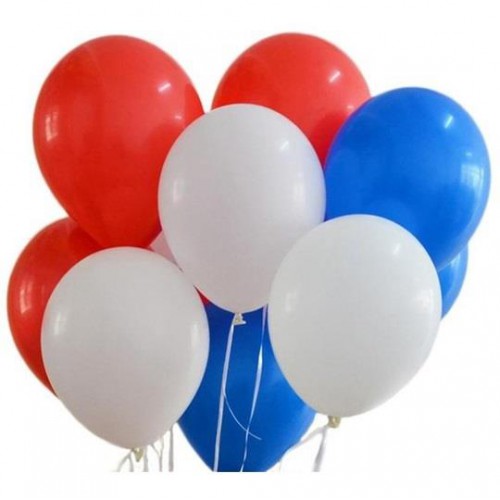 30 Adet Metalik (Lacivert Koyu Mavi-Kırmızı-Beyaz) Karışık Balon - Parti Dolabı