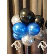 30 Adet Metalik Parlak (Siyah-Gümüş-Açık Mavi Balon Helyumla Uçan