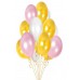30 Adet Metalik Sedefli (Gold-Şeker Pembe-Beyaz) Karışık Balon Helyumla Uçan