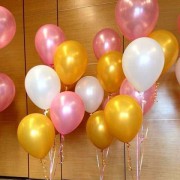 30 Adet Metalik Sedefli (Gold-Şeker Pembe-Beyaz) Karışık Balon Helyumla Uçan