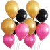 30 Adet Metalik Sedefli (Gold-Siyah-Fuşya) Karışık Balon - Parti Dolabı