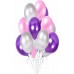 30 Adet Metalik Sedefli Mor-Pembe-Gümüş Gri Karışık Balon Helyum