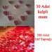 30 Mum + 500 Kumaş Gül Yaprağı Kalpli Mum ve Yapay Gül Yaprakları - Parti Dolabı