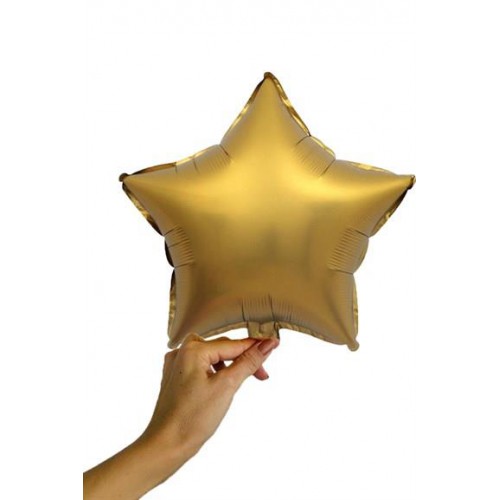 45cm Mat Gold Yıldız Pastel Folyo Balon, Helyumla Uçan - Parti Dolabı