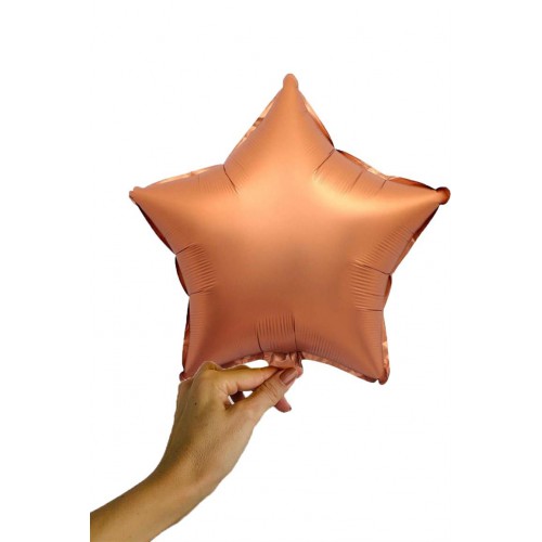 45cm Mat Bakır-Rose Gold Yıldız Pastel Folyo Balon, Helyumla Uçan - Parti Dolabı