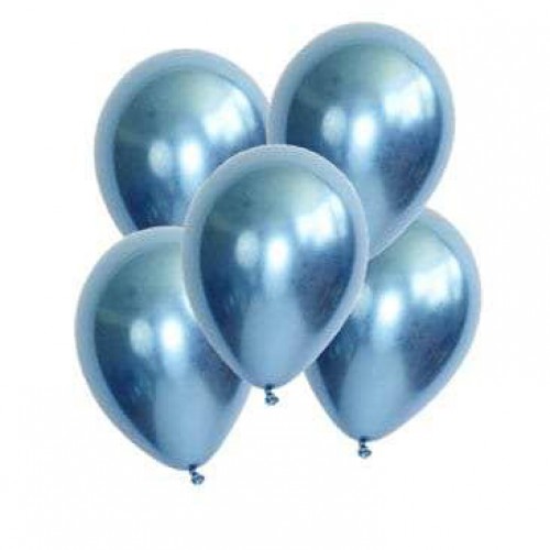 5 Ad 1.Kalite Mavi Renkli Parlak Krom Metalik Aynalı Balon - Parti Dolabı