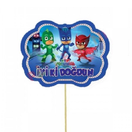 5 Ad Pijamaskeliler Konuşma Balonu Çubuğu Pj Masks Parti Çubukları - Parti Dolabı