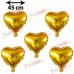 5 Adet Altın Sarısı Gold Kalp Folyo Balon 45cm Helyumla Uçan Sevgiliye Özel 