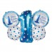 5 Adet Erkek Mavi Beyaz 1 Yaş Rakam,Baskılı Folyo Balon Seti