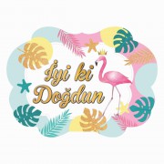 5 Adet Flamingo İyi Ki Doğdun Baskılı Konuşma Balonu Çubukları