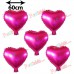 5 Adet Fuşya Koyu Pembe Kalp Folyo Balon 60 cm Helyumla Uçan Sevgiliye Özel