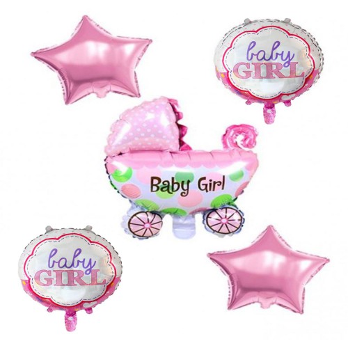 5'li Pembe Bebek Baby Shower Temalı Folyo Balon Helyumla Uçan - Parti Dolabı