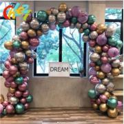 5 Metre Zincirli Krom Balon Doğum Günü Seti 125 Adet Krom Balon Karışık Kb1247