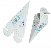 50 Adet Diş Buğdayı, Mavi Bebek Şekeri, Üçgen Lokum Kutusu Külahı