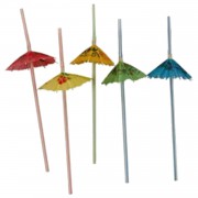 50 Adet Renkli Şemsiyeli Kokteyl Pipet 