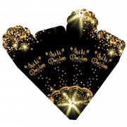 50 Adet Siyah Gold-Altın Sarısı Yetişkin Külah Şeker Lokum Kutusu