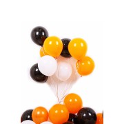 50 Adet Turuncu - Beyaz- Siyah Metalik Balon 3'Lü Renk  - 12 İnç