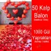 50 Kalp Balon + 1000 Yapay Gül Kalpli Balon Ve Gül Yaprakları - Parti Dolabı