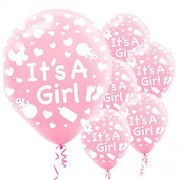 56 adet Pembe It's a Girl Balonu Hastane Bebek Balloon Doğum Odası Kız