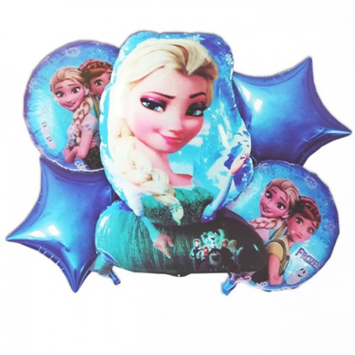 5li Elsa Anna Baskılı Folyo Balon Seti, Frozen Konsepti Balonu