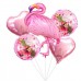 5li Flamingo Temalı Folyo Balon Seti, Doğum Günü Parti Balonu