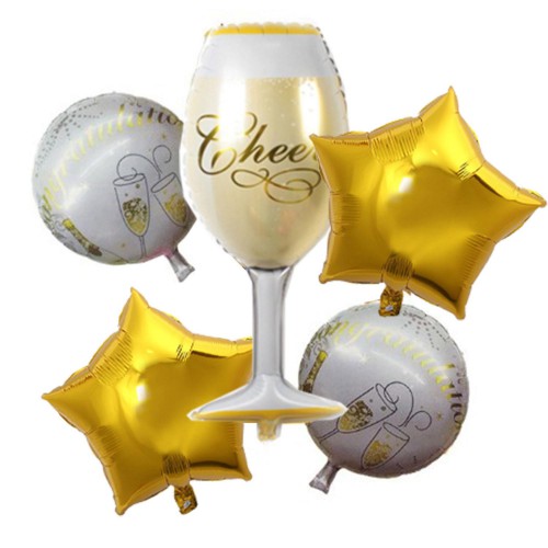 Şampanya Balon Seti, Yetişkin Doğum Günü Sürpriz Balonu - Parti Dolabı