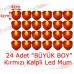 24 Adet 4x4cm Işıklı Kalp Mum Görünümlü, Kırmızı Led Mum 24 Adet 4x4cm Işıklı Kalp Mum Görünümlü, Kırmızı Led Mum