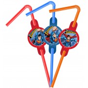 6 Adet Superman Plastik Pipet, Süpermen Doğum Günü Parti Pipeti