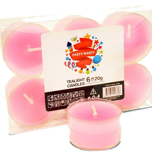 6 Adet Uzun Süre Yanan Pembe Beyaz Kokulu Küçük Tealight Mum - Parti Dolabı