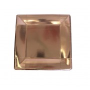 6 lı Gold Rose Kağıt Kare Tabak, Metalize Doğum Günü Tabağı