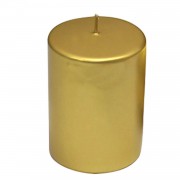 12x6cm Gold Altın Metalik Silindir Kütük Mum, Varaklı Mum
