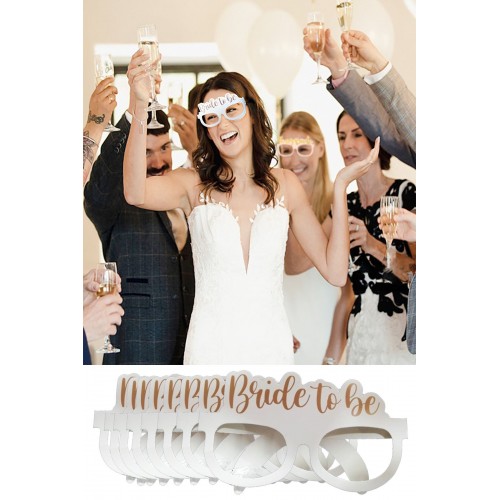 8 Adet Bride To Be Konsepti Gözlük Beyaz Rose Gold "bride To Be" Bekarlığa Veda Nedime Partisi