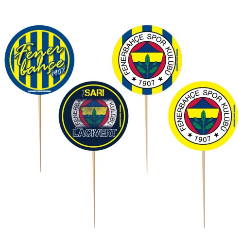 8 Adet Fenerbahçe Sunum Kürdanı Sarı Lacivert Fb Cupcake Süsleme - Parti Dolabı