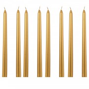 8 Adet Gold Altın Rengi Şamdan Mum, 20cm Metalik Uzun Mum 