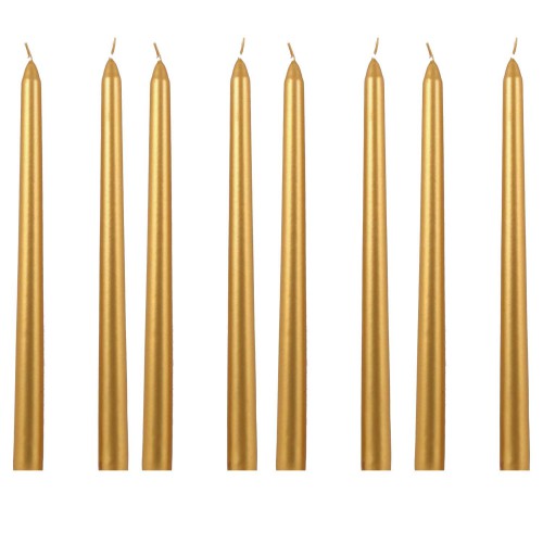 8 Adet Gold Altın Rengi Şamdan Mum, 20cm Metalik Uzun Mum - Parti Dolabı