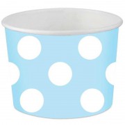 8 Adet Karton Beyaz Puantiyeli Mavi Kase, Benekli Küçük 6x7cm  