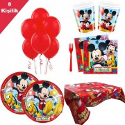 8 Kişi Mickey Mouse 6 Parça Doğum Günü Parti Seti Miki Paketi
