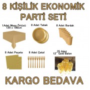 8 Kişilik 6 Parça Altın Sarısı Gold Parti Malzemeleri Seti Konsept Ürünleri